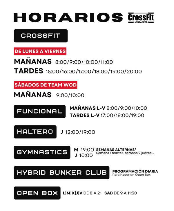 Horario CrossFit Lanzarote